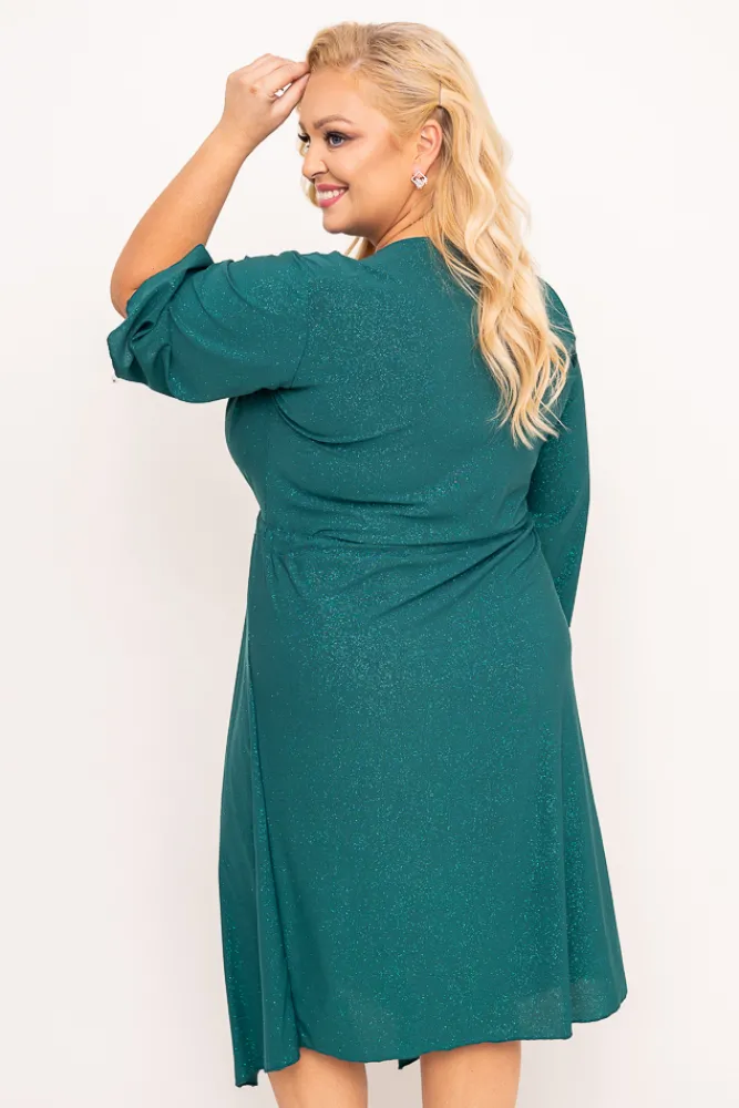 Polski Butelkowozielona Sukienka brokatowa KENZI