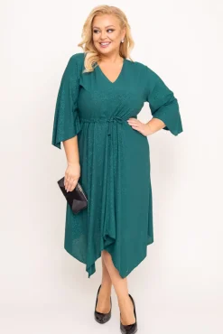 Polski Butelkowozielona Sukienka brokatowa KENZI