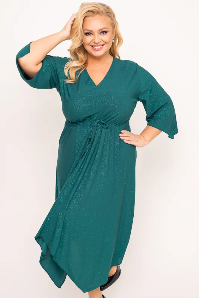 Polski Butelkowozielona Sukienka brokatowa KENZI