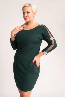 Włoski Butelkowozielona Sukienka DRETEGIO