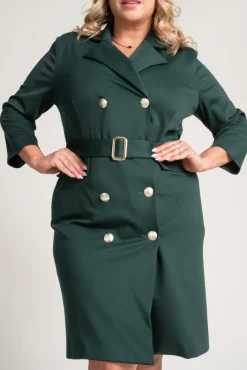 Polski Butelkowozielona Sukienka żakietowa GANTIA