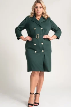 Polski Butelkowozielona Sukienka żakietowa GANTIA