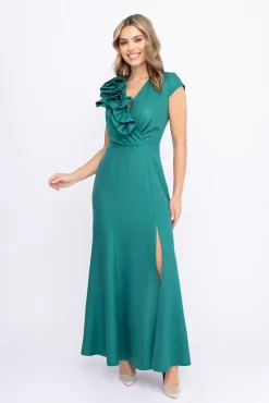 Polski Butelkowozielona Sukienka błyszcząca ARIEL