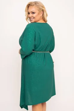 Polski Butelkowozielona Sukienka asymetryczna ASTI