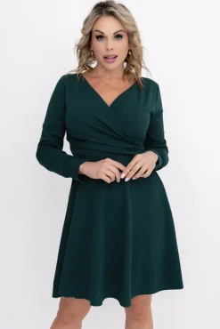 Włoski Butelkowozielona Sukienka KIARA