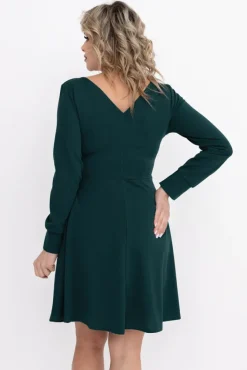 Włoski Butelkowozielona Sukienka KIARA