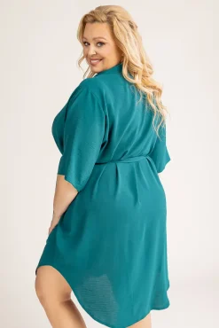 Polski Butelkowozielona Sukienka Koszulowa GARTIO