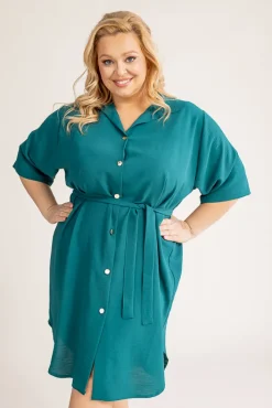 Polski Butelkowozielona Sukienka Koszulowa GARTIO