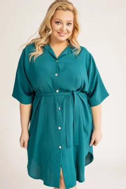 Polski Butelkowozielona Sukienka Koszulowa GARTIO