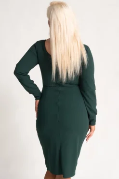 Włoski Butelkowozielona Sukienka kopertowa NEPIA