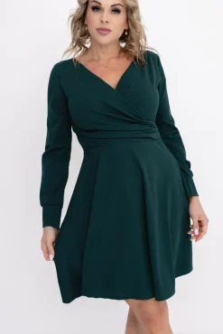 Włoski Butelkowozielona Sukienka KIARA