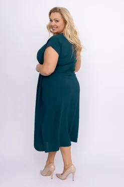 Polski Butelkowozielona Sukienka z kokardką KARTISIA