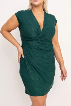 Polski Butelkowozielona Sukienka brokatowa VENZIN