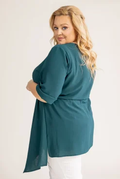 Damskie Polski Butelkowozielona Tunika asymetryczna CLARIN