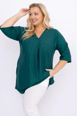 Damskie Polski Butelkowozielona Tunika brokatowa VELIARI