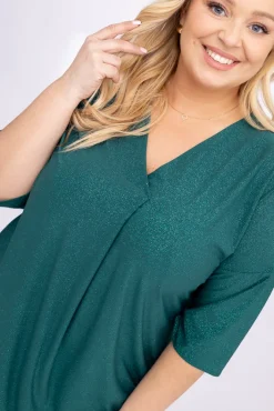 Damskie Polski Butelkowozielona Tunika brokatowa VELIARI