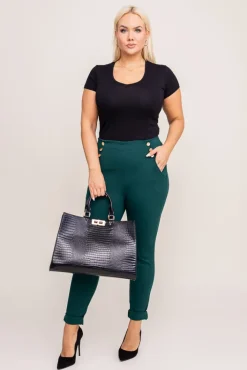 Damskie Włoski Butelkowozielone Spodnie CIRIA