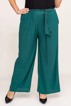 Damskie Polski Butelkowozielone Spodnie kuloty brokatowe WIGIO