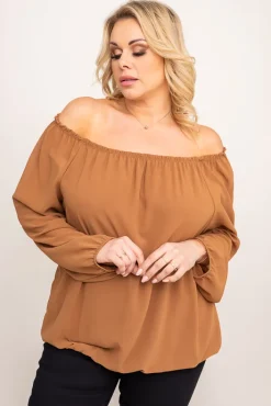 Damskie Włoski Camelowa Bluzka szyfonowa HILL