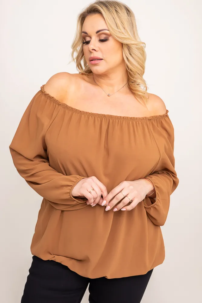 Damskie Włoski Camelowa Bluzka szyfonowa HILL