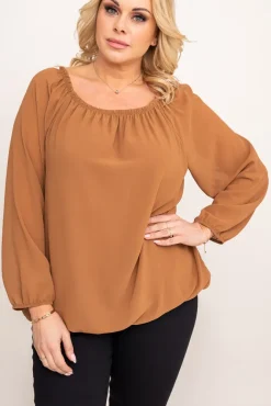 Damskie Włoski Camelowa Bluzka szyfonowa HILL