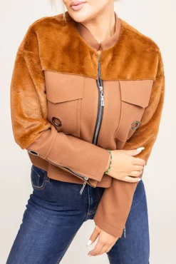 Damskie Polski Camelowa Kurtka AWERI Wzór 1