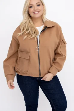 Damskie Włoski Camelowa Kurtka przejściowa DASTIO