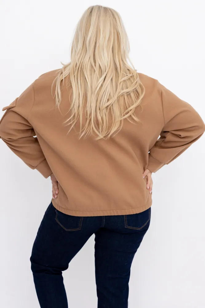 Damskie Włoski Camelowa Kurtka przejściowa DASTIO