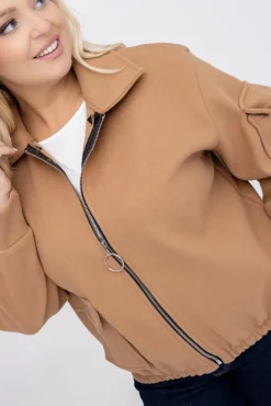 Damskie Włoski Camelowa Kurtka przejściowa DASTIO