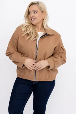 Damskie Włoski Camelowa Kurtka przejściowa DASTIO