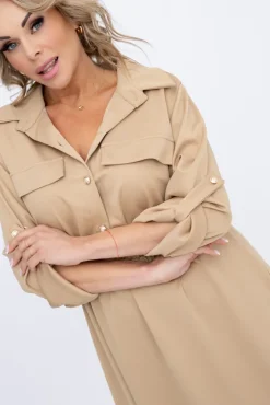 Włoski Camelowa Sukienka EVERI