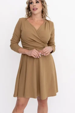 Włoski Camelowa Sukienka KIARA
