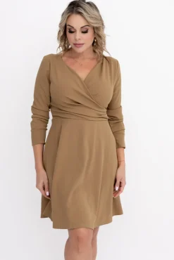 Włoski Camelowa Sukienka KIARA