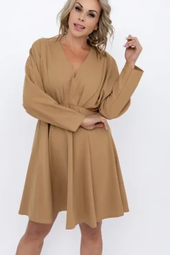 Włoski Camelowa Sukienka MAURI