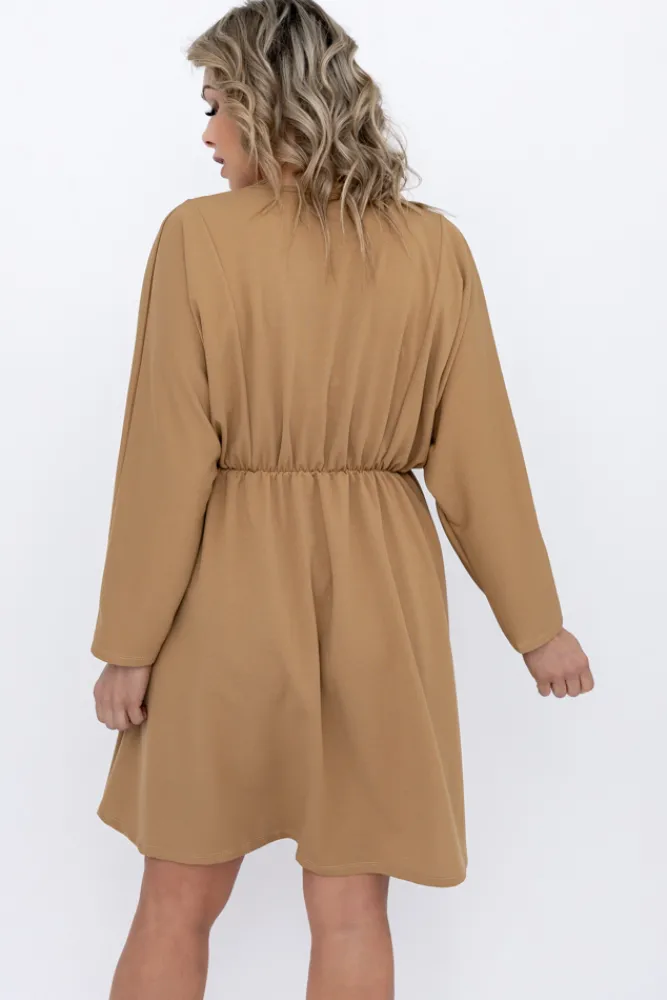 Włoski Camelowa Sukienka MAURI
