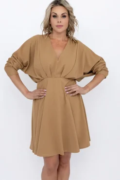 Włoski Camelowa Sukienka MAURI