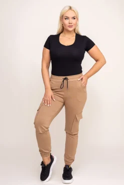 Damskie Włoski Camelowe Spodnie bojówki LENVI