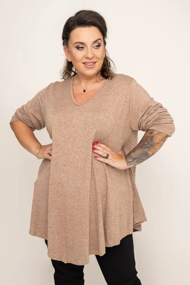 Damskie Włoski Camelowy Sweter VERGEMO