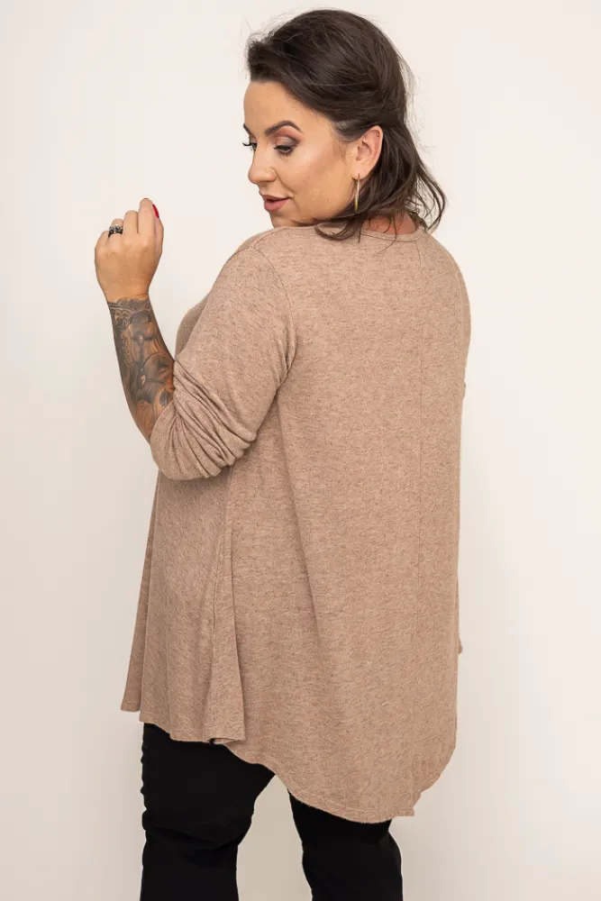 Damskie Włoski Camelowy Sweter VERGEMO