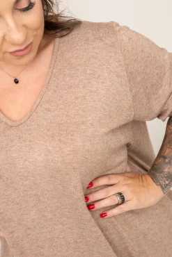 Damskie Włoski Camelowy Sweter VERGEMO