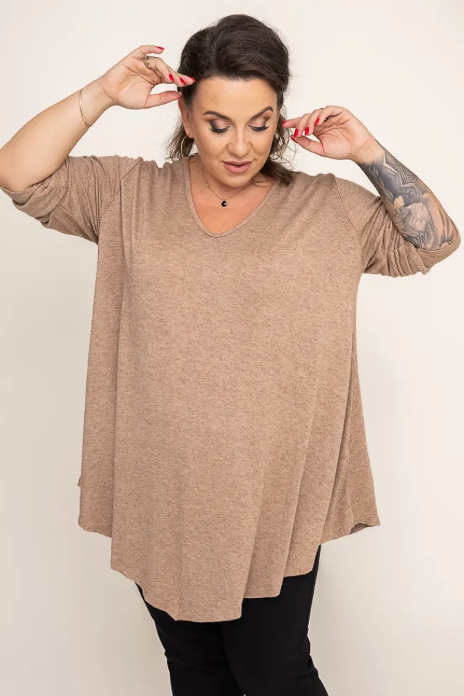 Damskie Włoski Camelowy Sweter VERGEMO