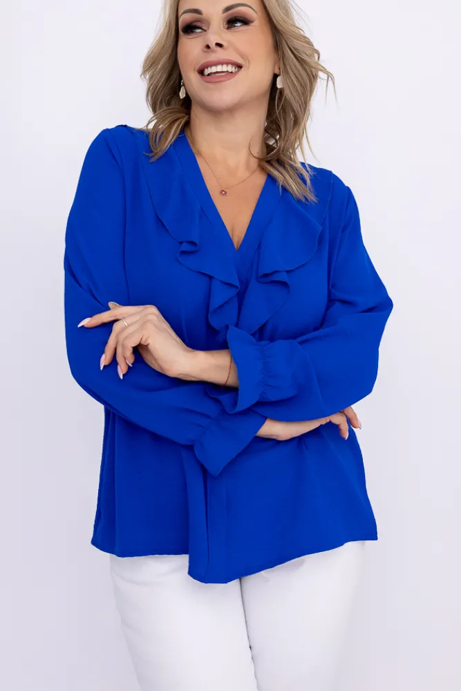 Damskie Włoski Chabrowa Bluzka z żabotem GENESIS