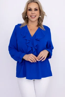 Damskie Włoski Chabrowa Bluzka z żabotem GENESIS