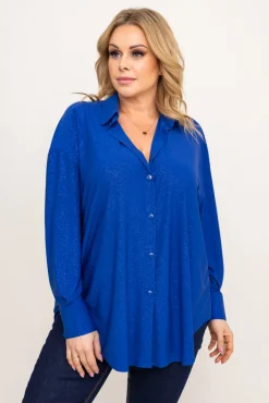 Damskie Polski Chabrowa Koszula brokatowa oversize DESINO