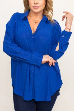 Damskie Polski Chabrowa Koszula brokatowa oversize DESINO