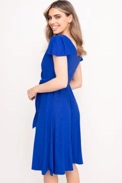 Polski Chabrowa Sukienka brokatowa GENVELI