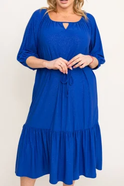 Polski Chabrowa Sukienka brokatowa z paskiem PENTUZI