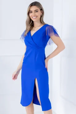 Polski Chabrowa Sukienka błyszcząca SIMONIA