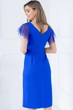 Polski Chabrowa Sukienka błyszcząca SIMONIA