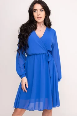 Włoski Chabrowa Sukienka Elegancka PERLA